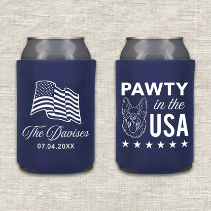 Pawty in the USA 4th of July Dog Wedding Koozie