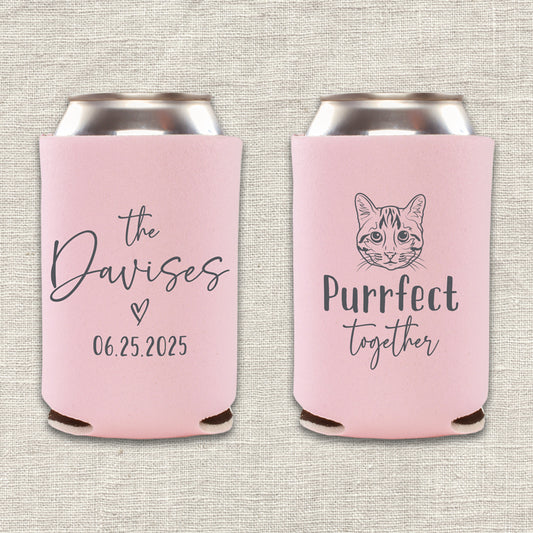 Purrfect Together Cat Wedding Koozie