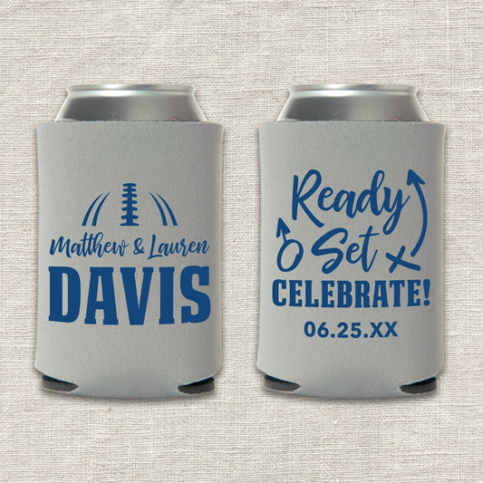 Ready, Set, Celebrate Football Wedding Koozie