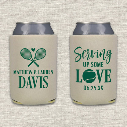 Serving Up Some Love Tennis Wedding Koozie