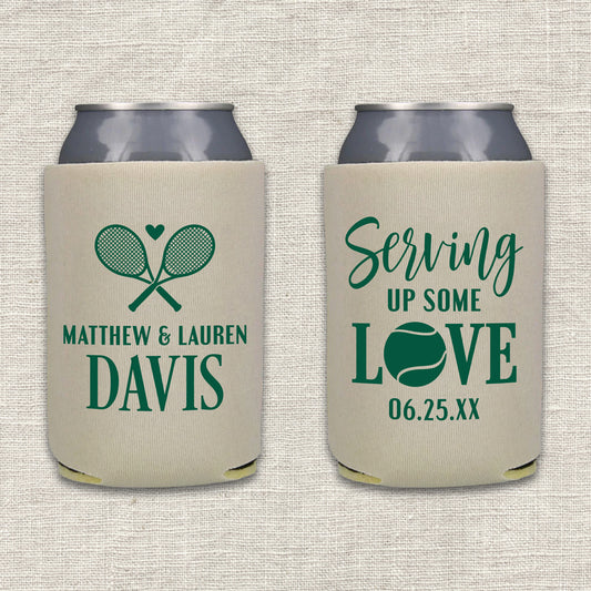 Serving Up Some Love Tennis Wedding Koozie