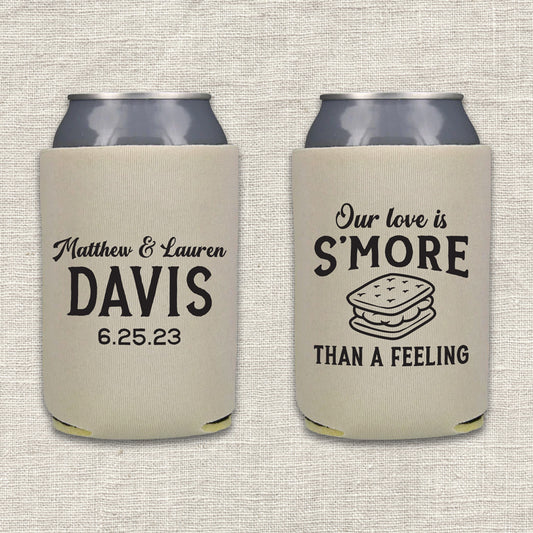 Our Love is S'more Than A Feeling Camping Wedding Koozie