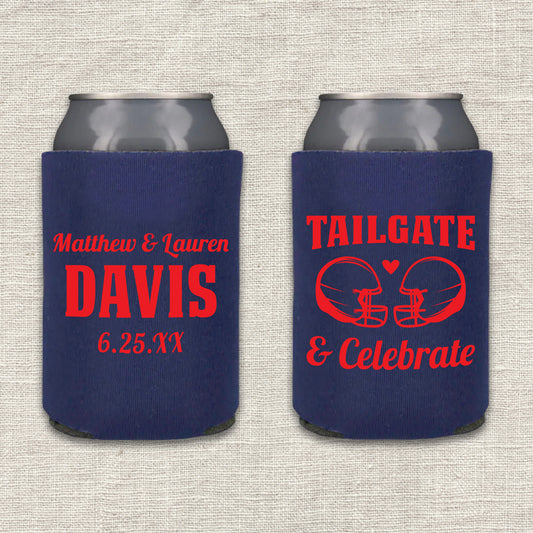 Tailgate & Celebrate Football Wedding Koozie