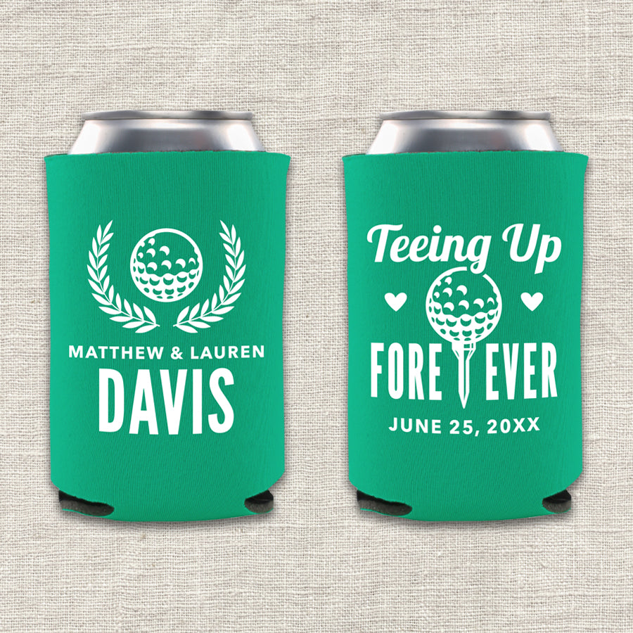 Teeing Up Forever Golf Wedding Koozie