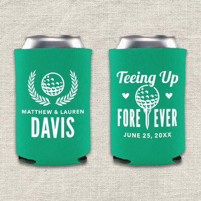 Teeing Up Forever Golf Wedding Koozie