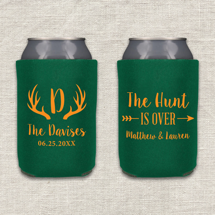 The Hunt Is Over Wedding Koozies