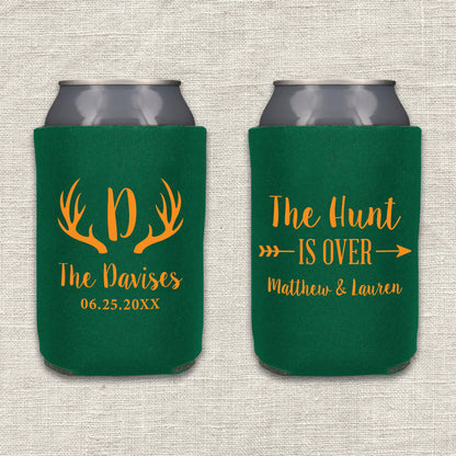 The Hunt Is Over Wedding Koozies