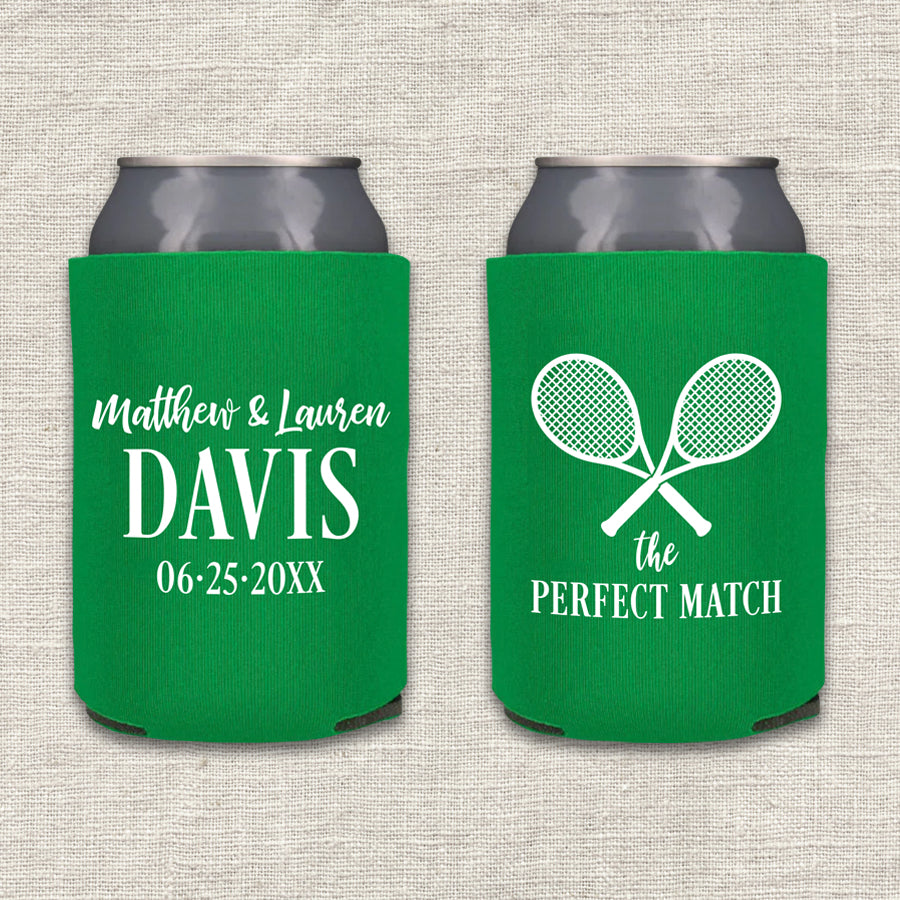 The Perfect Match Tennis Wedding Koozie
