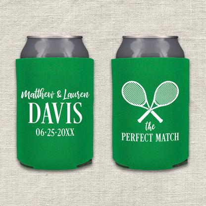 The Perfect Match Tennis Wedding Koozie