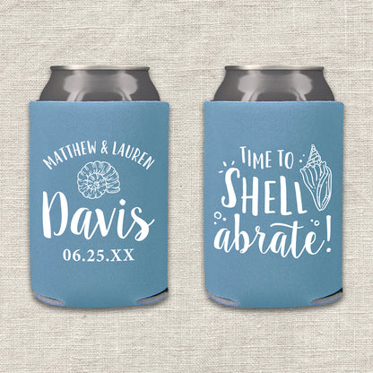 Time to Shell-abrate Seashell Destination Wedding Koozie