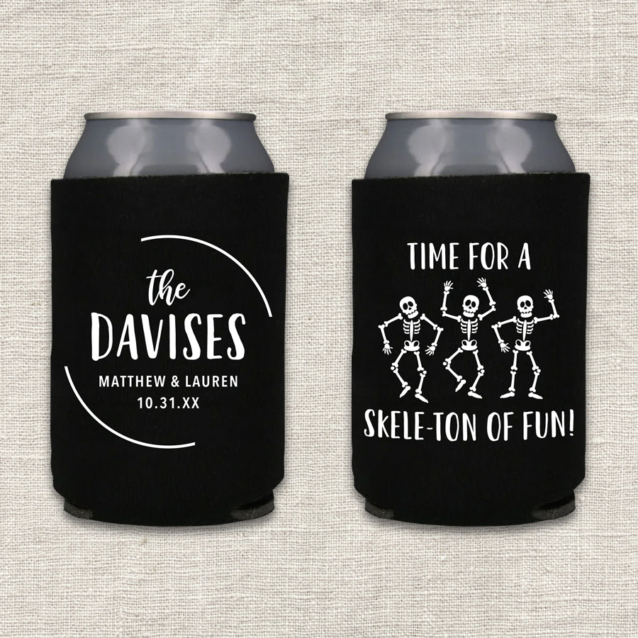 Time for a Skele-ton of Fun Halloween Wedding Koozie