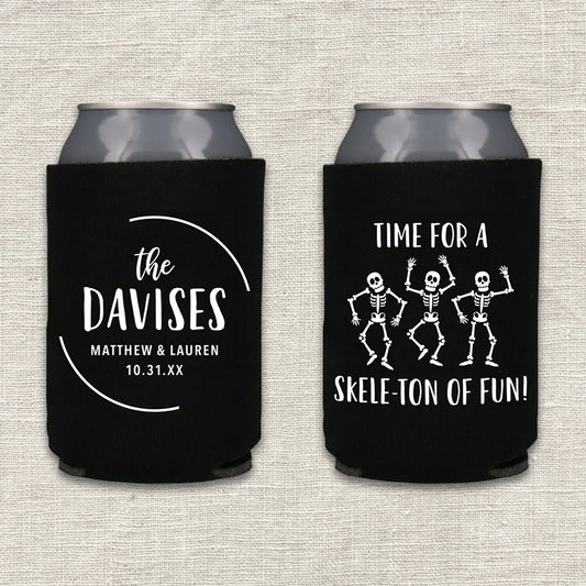 Time for a Skele-ton of Fun Halloween Wedding Koozie