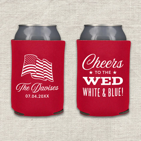 "Wed, White & Blue" Can Cooler