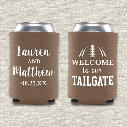 Welcome to Our Tailgate Football Wedding Koozie