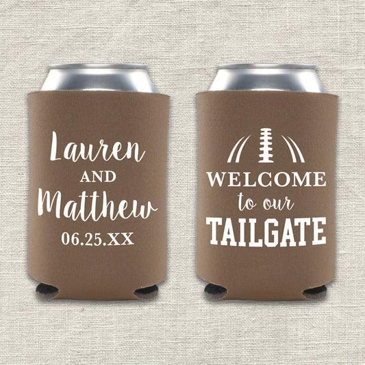 Welcome to Our Tailgate Football Wedding Koozie