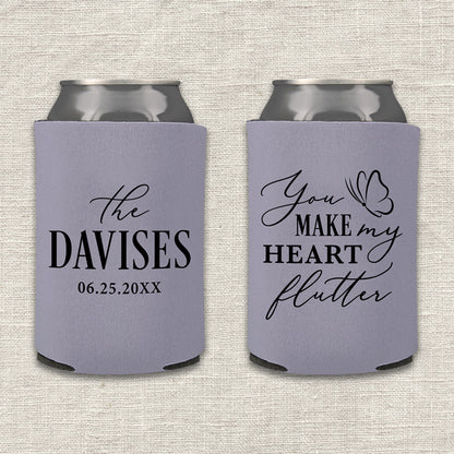 You Make My Heart Flutter Butterfly Wedding Koozie
