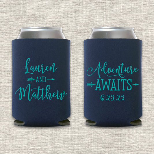 Adventure Awaits Wedding Koozie