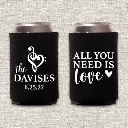 All You Need Is Love Music Wedding Koozie