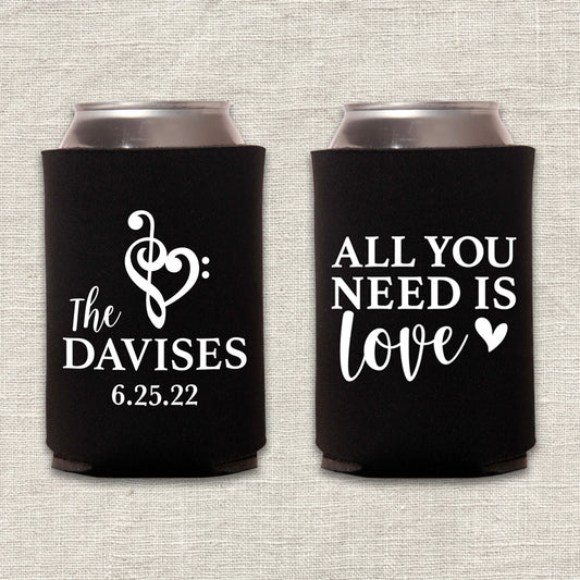 All You Need Is Love Music Wedding Koozie