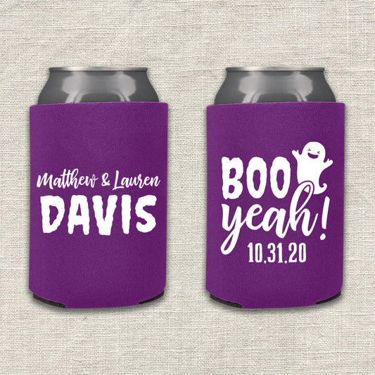 Boo Yeah Ghost Halloween Wedding Koozie
