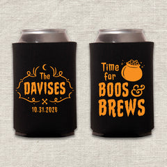Time for Boos and Brews Halloween Wedding Koozie