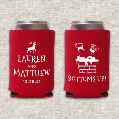Bottoms Up Santa Christmas Wedding Koozie