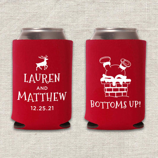 Bottoms Up Santa Christmas Wedding Koozie