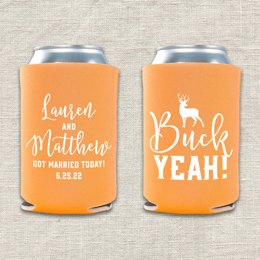 Buck Yeah Deer Hunting Wedding Koozie
