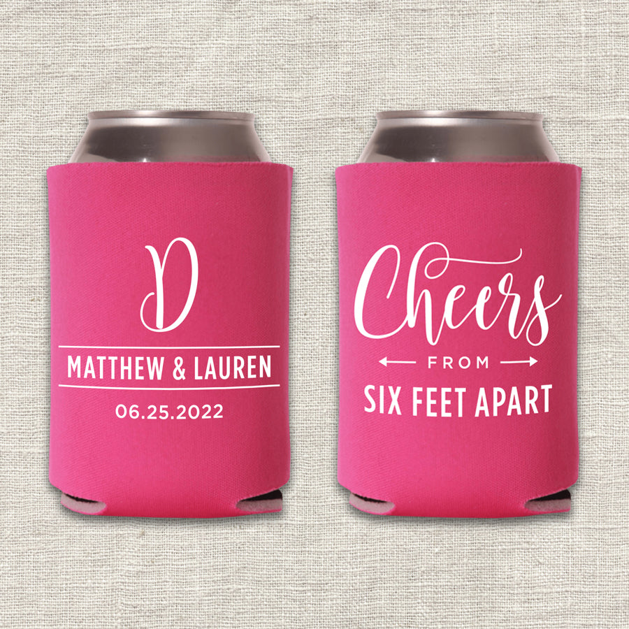 Cheers from Six Feet Apart Wedding Koozie