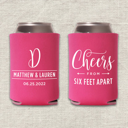 Cheers from Six Feet Apart Wedding Koozie