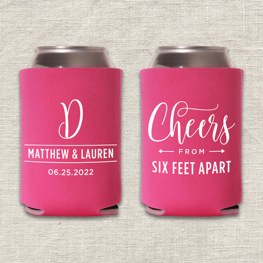 Cheers from Six Feet Apart Wedding Koozie