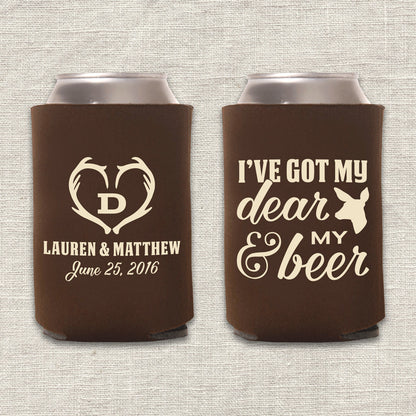 I've Got My Dear and My Beer Hunting Wedding Koozies