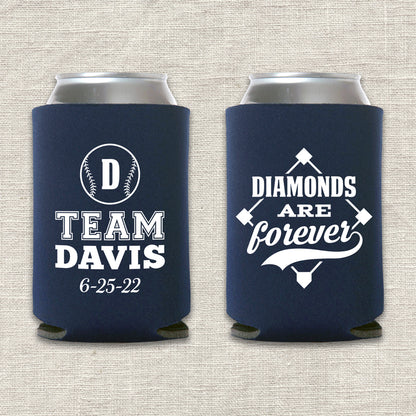 Diamonds Are Forever Baseball Wedding Koozie