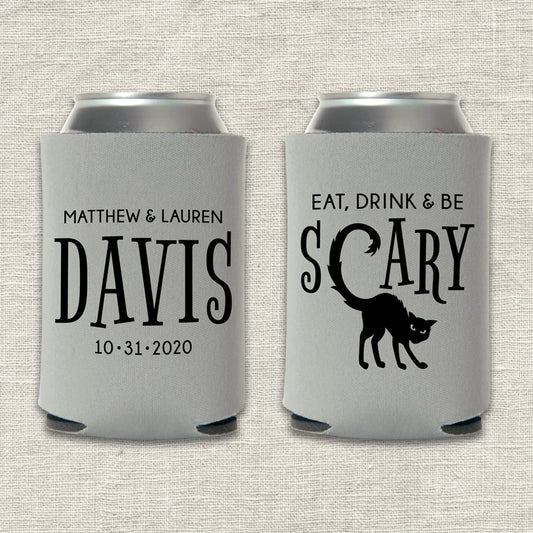 Eat, Drink & Be Scary Halloween Wedding Koozie