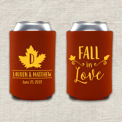 Fall in Love Autumn Wedding Koozie