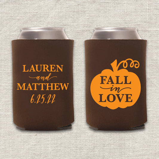 Fall in Love Pumpkin Wedding Koozie
