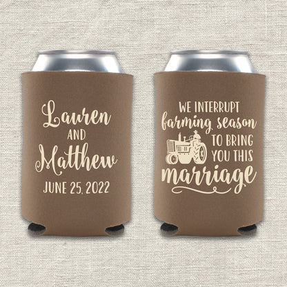 Farming Season Wedding Koozie
