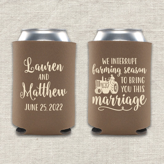 Farming Season Wedding Koozie