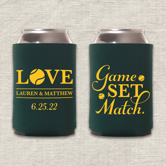 Game Set Match Tennis Wedding Koozie