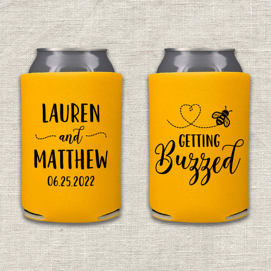 Getting Buzzed Bee Wedding Koozie