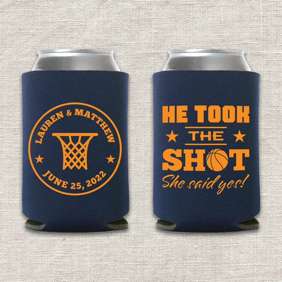 He Took the Shot Basketball Wedding Koozie
