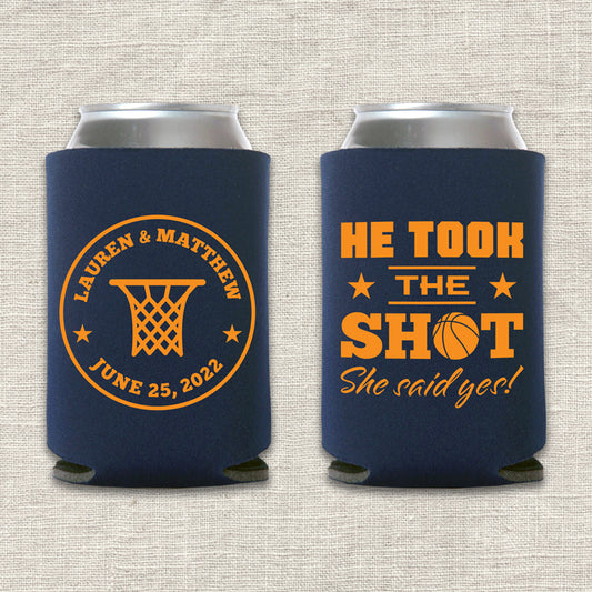 He Took the Shot Basketball Wedding Koozie