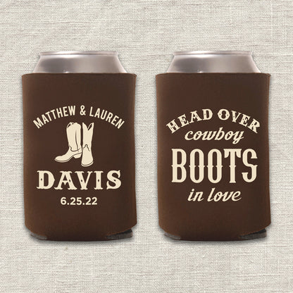 Head Over Cowboy Boots in Love Wedding Koozie