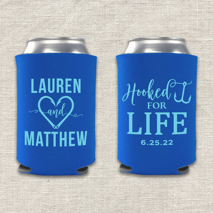 Hooked for Life Fishing Wedding Koozie