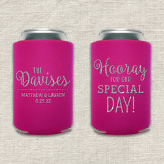 Hooray for Our Special Day Wedding Koozie