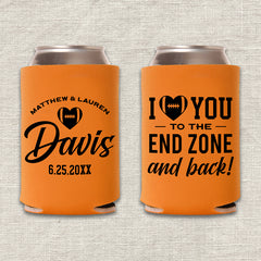 I Love You to the End Zone and Back Football Wedding Koozie