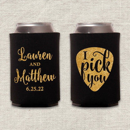 I Pick You Guitar Pick Wedding Koozie