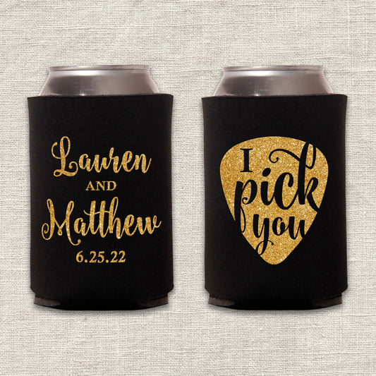 I Pick You Guitar Pick Wedding Koozie