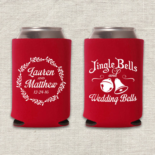 Jingle Bells and Wedding Bells Christmas Koozie