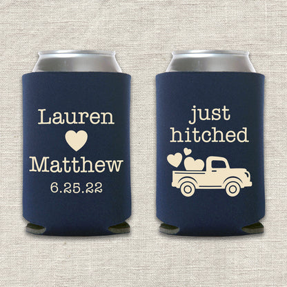 Just Hitched Truck Wedding Koozie
